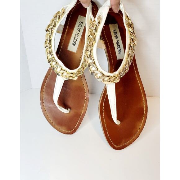 STEVE MADDEN MADDEN GIRL CLASSIC White STRAPPY SANDALS WOMENS 7.5 - Picture 1 of 6